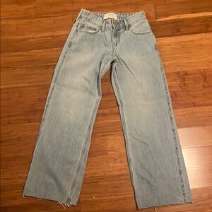 Hollister low rise baggy jeans with raw hem. Light Wash Women's Flare Jeans